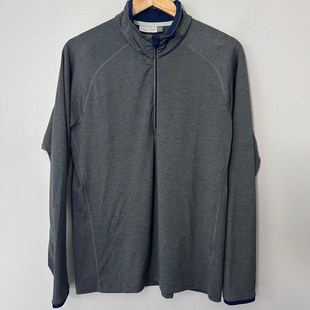 KJUS Pullover Mens XL Gray Quarter Zip Heathered Raglan Performance Golf Shirt